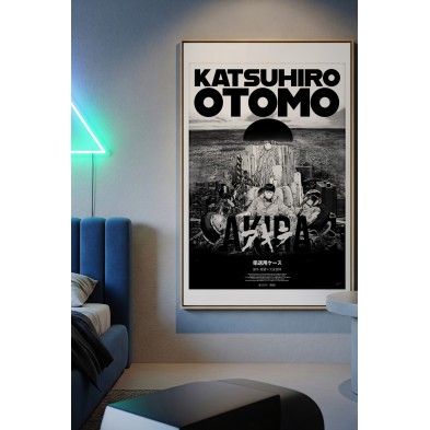 Poster homenaje manga y anime de estilo cyberpunk para decoración moderna.