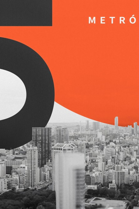 Detail of the typographic poster of the Japanese city Tokyo, PVC-free.