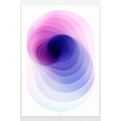 Póster abstracto concirculos superpuestos en fucsia, azul y lila. sin PVC