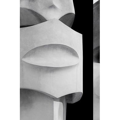 Poster with La Pedrera chimneys and black letters, PVC-free poster