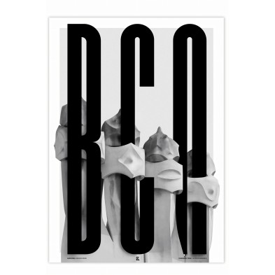 Póster tipográfico de Barcelona en blanco y negro sin PVC