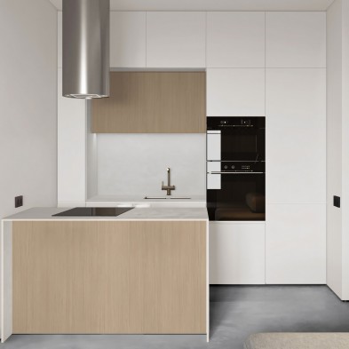 Revestimiento de vinilo adhesivo de color Blanco para cocina. Apto para muebles, es ignífugo y resistente a los vapores.